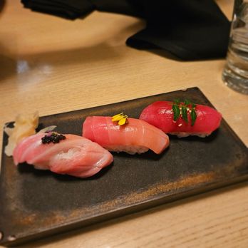 Miku - Blue fin Trio - each with a different texture and topping! Highly recommend! - Japanese Near Me - Vancouver, British Columbia Miku - Blue fin Trio - each with a different texture and topping! Highly recommend! - Japanese Near Me - Vancouver, British Columbia