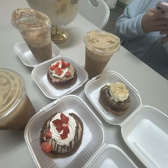 PowerPro Sips - the jenny special, nutella donut, protein iced coffee, strawberry cheesecake donut - Cafes Near Me - San Jose, California
