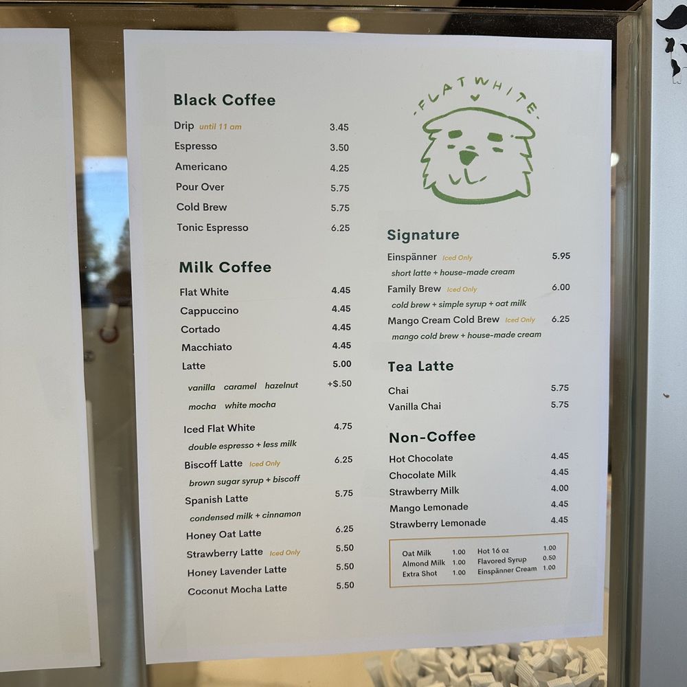 Flat White Coffee - menu - Cafes Near Me - Cypress, California Flat White Coffee - menu - Cafes Near Me - Cypress, California