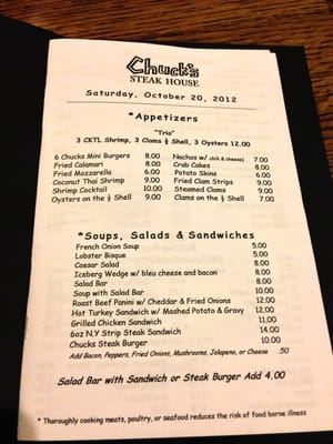 Menu photo 8 Chuck's Steak House Danbury, CT Menu photo 8 Chuck's Steak House Danbury, CT
