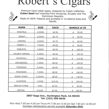 Robert's Cigar Store - Current as of 5/20/16. They will ship to you. - Tobacco Shops Near Me - Huntington Park, California Robert's Cigar Store - Current as of 5/20/16. They will ship to you. - Tobacco Shops Near Me - Huntington Park, California
