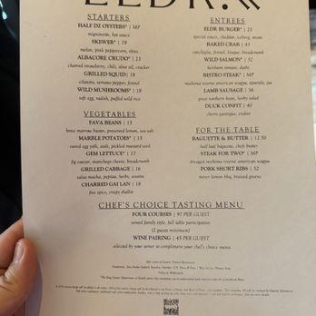 Eldr - Menu - American Near Me - Seattle, Washington