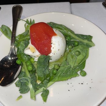 Lupa - Burrata with Pea Pesto & Greens - Italian Near Me - New York, New York Lupa - Burrata with Pea Pesto & Greens - Italian Near Me - New York, New York
