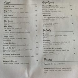 Bella Sorella Pizza - Small, but concise and carefully curated menu! No substitutions please.