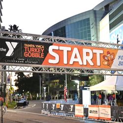 Tampa YMCA Turkey Gobble - Starting line by amelie arena, Tampa YMCA Turkey Gobble 5K 8K 1Mile Race Nov 2022, Downtown Tampa