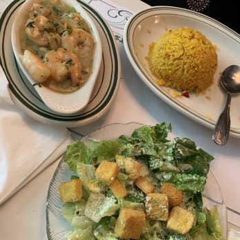 Versailles - Shrimp with Garlic Sauce, Yellow Rice & Caesar Salad. - Cuban Near Me - Miami, Florida Versailles - Shrimp with Garlic Sauce, Yellow Rice & Caesar Salad. - Cuban Near Me - Miami, Florida