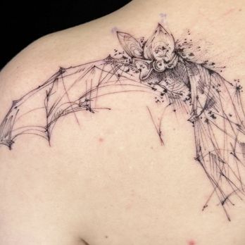 Black Serum Tattoo - Bat tattoo Anita Rossi - Tattoo Near Me - San Francisco, California Black Serum Tattoo - Bat tattoo Anita Rossi - Tattoo Near Me - San Francisco, California