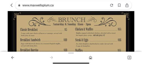 Menu photo 1 Maxwell's Plum English Pub Halifax, NS Menu photo 1 Maxwell's Plum English Pub Halifax, NS