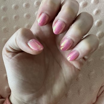 Dip Nail Spa - Light pink base with chrome on top. The chrome changes the color with different lighting. - Nail Salons Near Me - Oakley, California Dip Nail Spa - Light pink base with chrome on top. The chrome changes the color with different lighting. - Nail Salons Near Me - Oakley, California