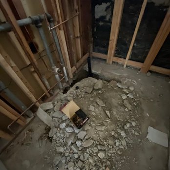 Dion's Construction - Bathroom he left all dirt and concrete they broke up - General Contractors Near Me Dion's Construction - Bathroom he left all dirt and concrete they broke up - General Contractors Near Me
