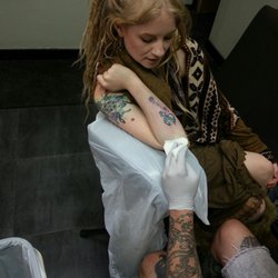 Hard Luck Tattoo - Daughter getting her portion of Father/Daughter tattoo.