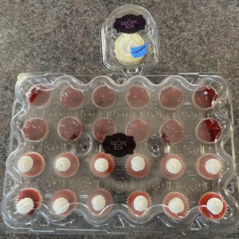 The Recipe Box - A sample of original, dozen Santa Hat minis, and dozen cherry minis. - Desserts Near Me - Reno, Nevada