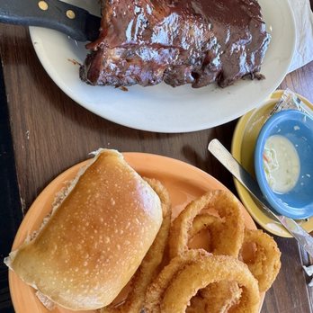 The Overlook Restaurant - Bbq ribs coleslaw and onion rings - American Near Me - Leavenworth, Indiana