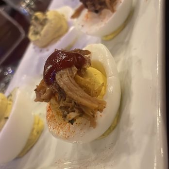 Brick River Cider - Gluten free deviled eggs some with cucumber and some with barbecue. Yum - Cideries Near Me - Saint Louis, Missouri Brick River Cider - Gluten free deviled eggs some with cucumber and some with barbecue. Yum - Cideries Near Me - Saint Louis, Missouri