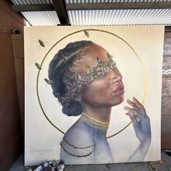 Wolverine Farm Publick House - Gorgeous artwork at the outside patio of Wolverine Farm.  Queen Bee.  LOVE this! - Venues & Event Spaces Near Me - Fort Collins, Colorado