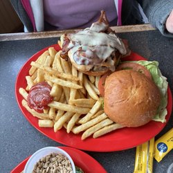 Back Bay Grill & Games - Chicken sandwich with bacon and cheese.. tons of fries.