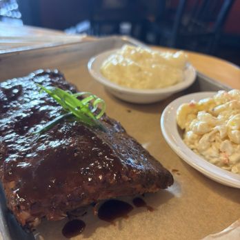 Dixie Grill - Half rack of ribs with grits and Mac salad. So good! - Southern Near Me - Aiea, Hawaii