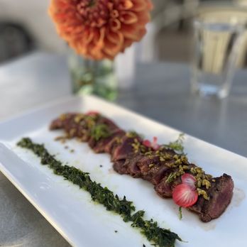 Farow - Lamb appetizer with a mint chimmichuri (I think it was called). Delicate and brightly flavorful. - New American Near Me - Niwot, Colorado