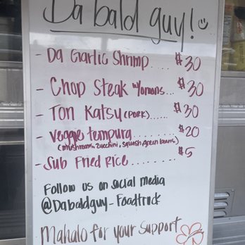 Da Bald Guy - Da Bald Guy's "Street Food" Truck in Los Angeles, California (February 2023) Menu and Prices - Food Trucks Near Me - Kahuku, Hawaii Da Bald Guy - Da Bald Guy's "Street Food" Truck in Los Angeles, California (February 2023) Menu and Prices - Food Trucks Near Me - Kahuku, Hawaii