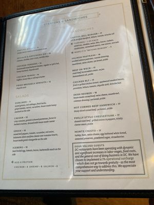 Menu photo 5 Dubliner Restaurant & Pub Washington, DC, DC
