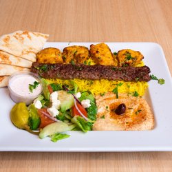 Pita Kitchen - Avondale - Plate with Combo Kabobs, Rice, Greek Salad and Hummus