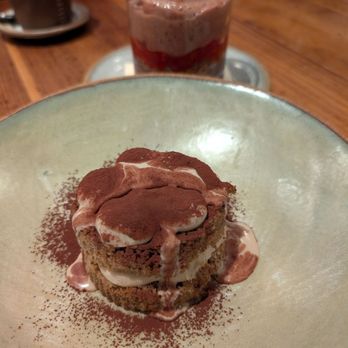 Pausa Bar & Cookery - tiramisu, almond-coffee sponge cake, mocha syrup, coffee sauce, mascarpone cream, cocoa powder - Pizza Near Me - San Mateo, California Pausa Bar & Cookery - tiramisu, almond-coffee sponge cake, mocha syrup, coffee sauce, mascarpone cream, cocoa powder - Pizza Near Me - San Mateo, California