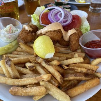 Inlet Seafood Restaurant - Fried shrimp po boy with fries - Seafood Near Me - Montauk, New York