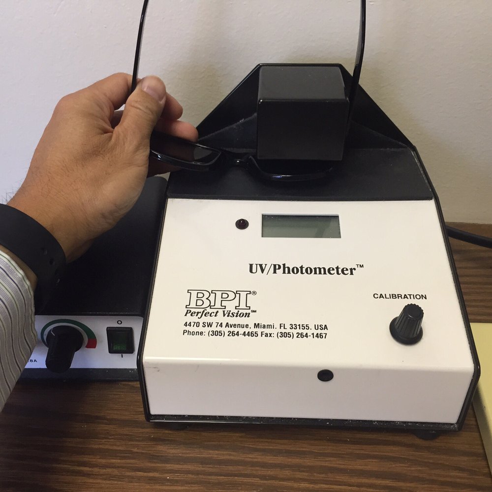 North Valley Optometry - Sunglasses passing the UV Photometer test. From 100 UV to 0! Yeah!! - Optometrists Near Me - San Jose, California North Valley Optometry - Sunglasses passing the UV Photometer test. From 100 UV to 0! Yeah!! - Optometrists Near Me - San Jose, California