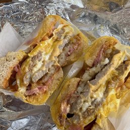 THE MAK: 2 sausage patties (sweet & spicy), medium egg, gochujang aioli, american cheese, pickled onion & crispy hash brown THE MAK: 2 sausage patties (sweet & spicy), medium egg, gochujang aioli, american cheese, pickled onion & crispy hash brown