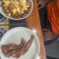 Breakfast bowl with a side of bacon