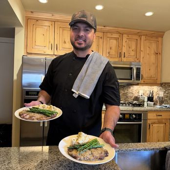 Enigma Chef - Chef presenting our flavorful and tender steaks - Personal Chefs Near Me - Bluffdale, Utah Enigma Chef - Chef presenting our flavorful and tender steaks - Personal Chefs Near Me - Bluffdale, Utah
