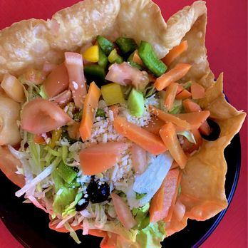 El Indio Mexican Restaurant - Tostada Salad  bean, cheese, veggies - Mexican Near Me - San Diego, California