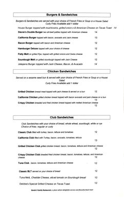 Menu photo 5 Stevies Family Restaurant Prunedale, CA Menu photo 5 Stevies Family Restaurant Prunedale, CA