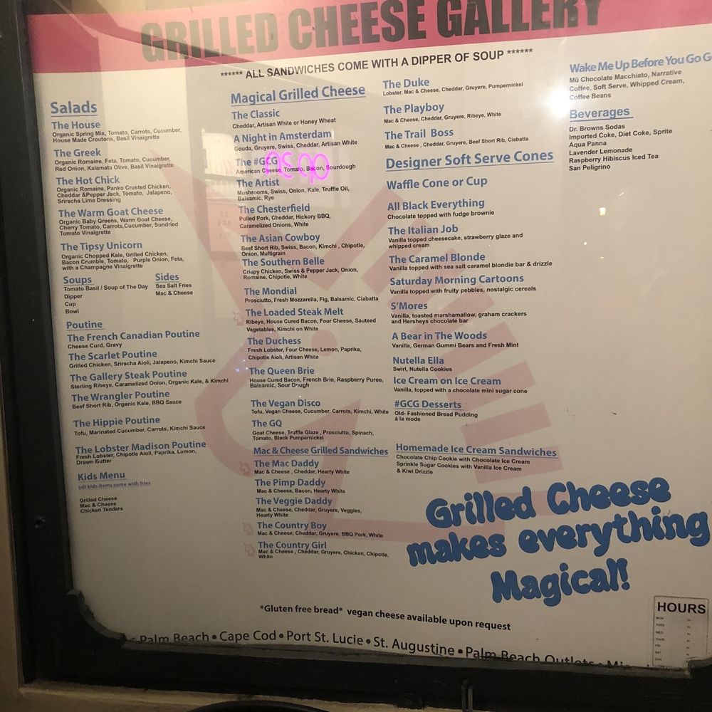 Grilled Cheese Gallery - Grilled cheeses - Ice Cream & Frozen Yogurt Near Me - St. Augustine, Florida