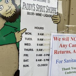 Paddys Spirit Shoppe - Hours
