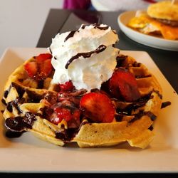 Bella Goose Coffee - Cafe on the River - Chocolate Covered Strawberry Waffle