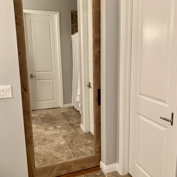 Barn Door Dudes - Barn door between master bath & room. (back view with full-length mirror!) - Carpenters Near Me - Carlsbad, California Barn Door Dudes - Barn door between master bath & room. (back view with full-length mirror!) - Carpenters Near Me - Carlsbad, California