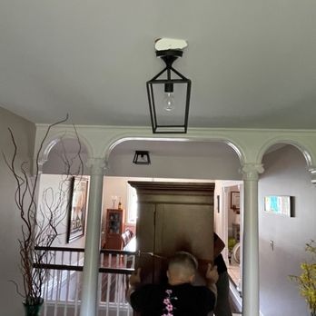 Dolly - Light Fixture & Drywall Torn Out of Ceiling - Movers Near Me Dolly - Light Fixture & Drywall Torn Out of Ceiling - Movers Near Me