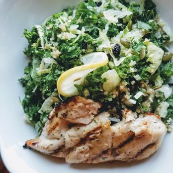 Moxies - Kale & Quinoa salad w/Chicken - Lounges Near Me - Plano, Texas Moxies - Kale & Quinoa salad w/Chicken - Lounges Near Me - Plano, Texas