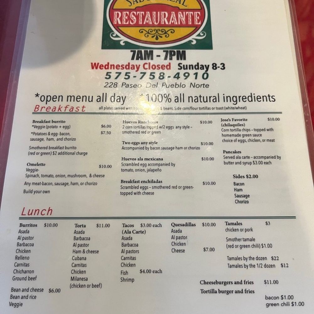Sabor Real Restaurant - Breakfast and lunch too! - Pop-Up Restaurants Near Me - Taos, New Mexico Sabor Real Restaurant - Breakfast and lunch too! - Pop-Up Restaurants Near Me - Taos, New Mexico