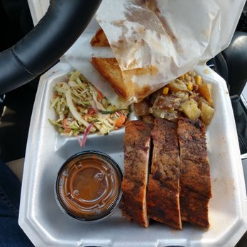 Slim's BBQ - grilled meat in a styrofoam container - Barbeque Near Me - Fredericksburg, Texas Slim's BBQ - grilled meat in a styrofoam container - Barbeque Near Me - Fredericksburg, Texas