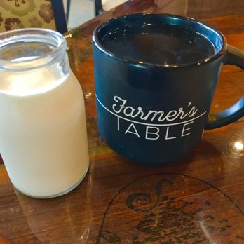 Farmer's Table - Cute milk bottle w/ creamer to go w/ my coffee - New American Near Me - La Mesa, California