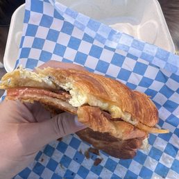 Breakfast sandwich on a croissant