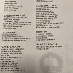 Cafe On 10th - Menu