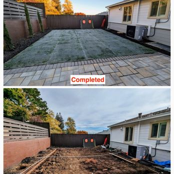 CRC Landscaping - a before and after picture of a garden - Landscaping Near Me