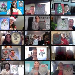 Our Virtual Paint Party Group Photo. Look at are original masterpieces!