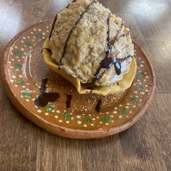 Taqueria Los Magueyes - Fried ice cream with chocolate caramel or both, I declined the whipped cream - Mexican Near Me - Wasilla, Alaska Taqueria Los Magueyes - Fried ice cream with chocolate caramel or both, I declined the whipped cream - Mexican Near Me - Wasilla, Alaska