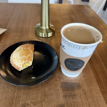 MOTW Coffee & Pastries - Adani / Yemeni Chai and (halal) bacon egg & cheese empanada - Coffee & Tea Near Me - Quincy, Massachusetts