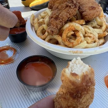 Bullwinkle's Bistro - White meat chicken tenders. Good buffalo sauce. $20 is steep though. - American Near Me - Carrabassett Valley, Maine