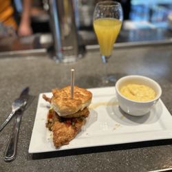 Myrtle's Chicken + Beer - Billy Chicken Biscuit with Grits